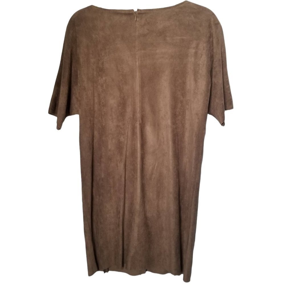 Cupcakes & Cashmere Brown Faux Leather Shift Dress with Pockets Size XS